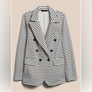Banana Republic Black and White Striped Blazer